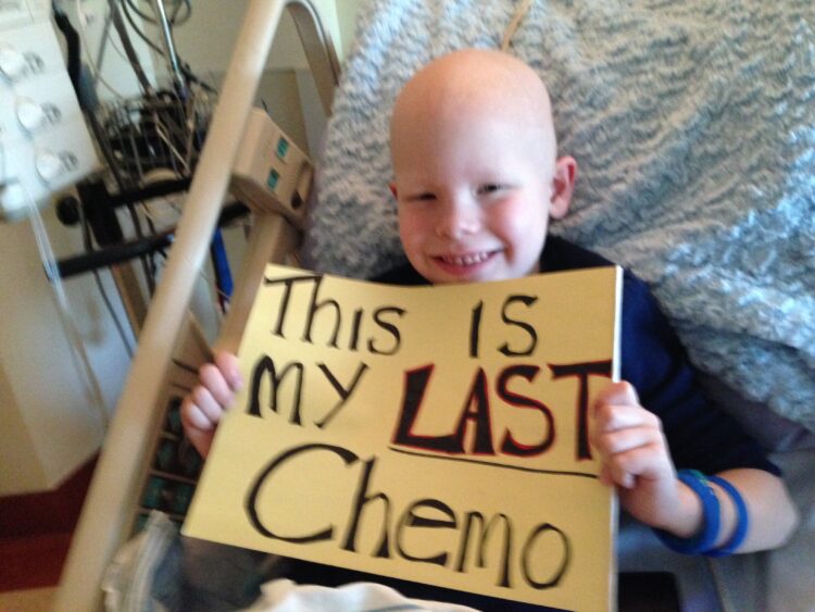 Mason's last chemo in May 2014.