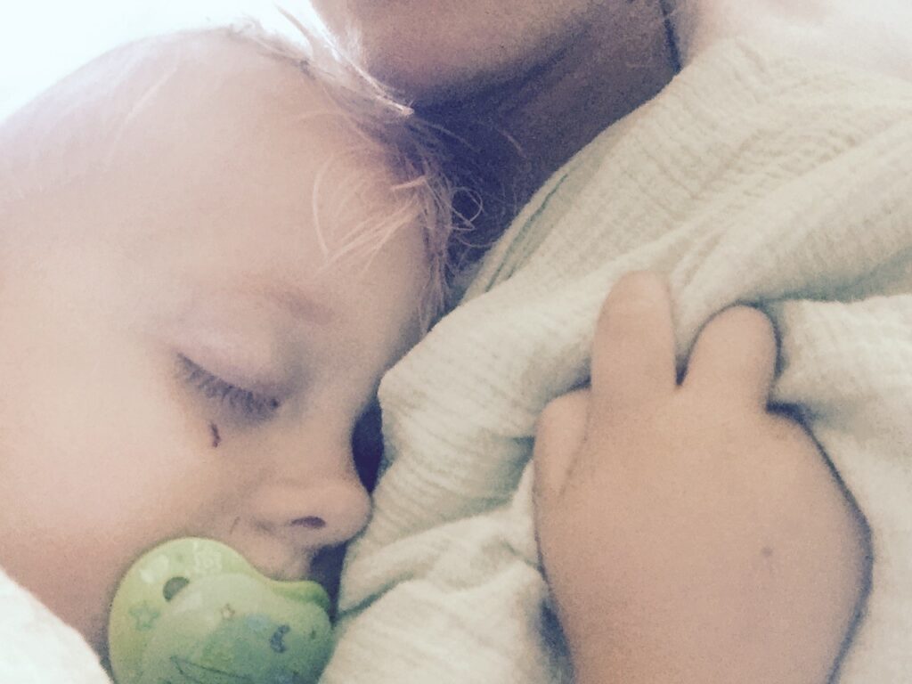 Brenden with his mother Rheanna. He was two when he was diagnosed with a brain tumour.